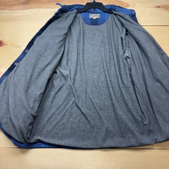 Duluth Trading Jacket XL Blue Flannel Flapjack Fleece Lined Relaxed Shirt Jac - Picture 9 of 12